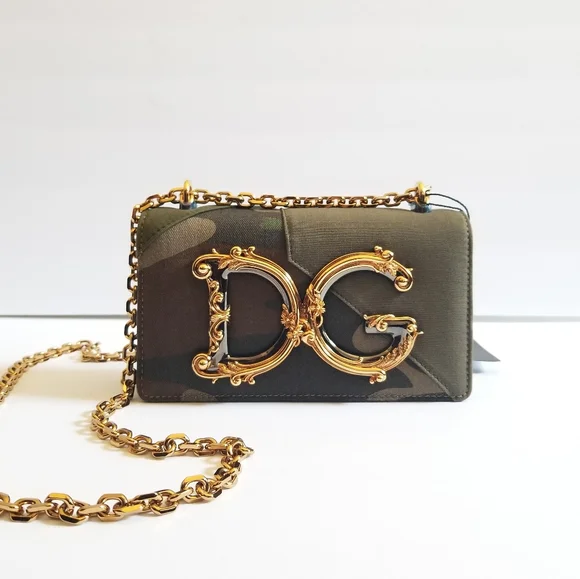 Dolce&Gabbana Mini DG Girls Camouflage Crossbody Bag Khaki Military Green - Picture 3 of 10